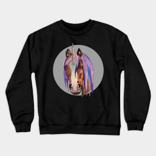 Magical unicorn horse in circle Crewneck Sweatshirt